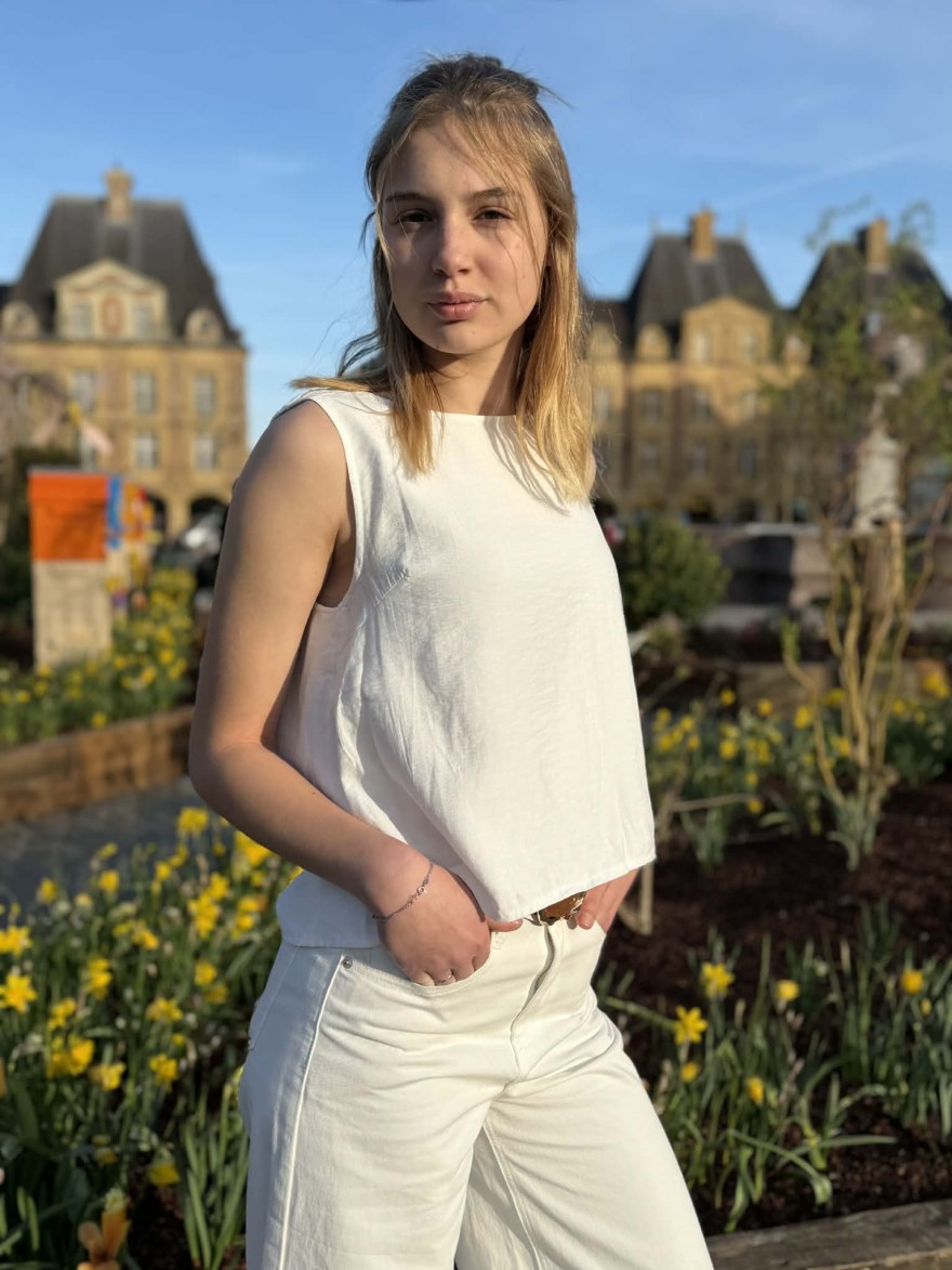 Débardeur blanc Emma & Ella dos dentelle fluide été | Marina & Paloma