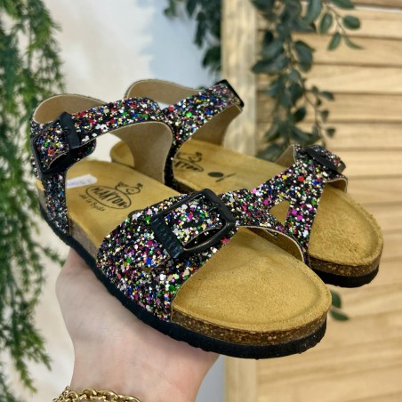 Nu-pied fille Plakton Lisa pailleté multicolore maintien | Marina & Paloma