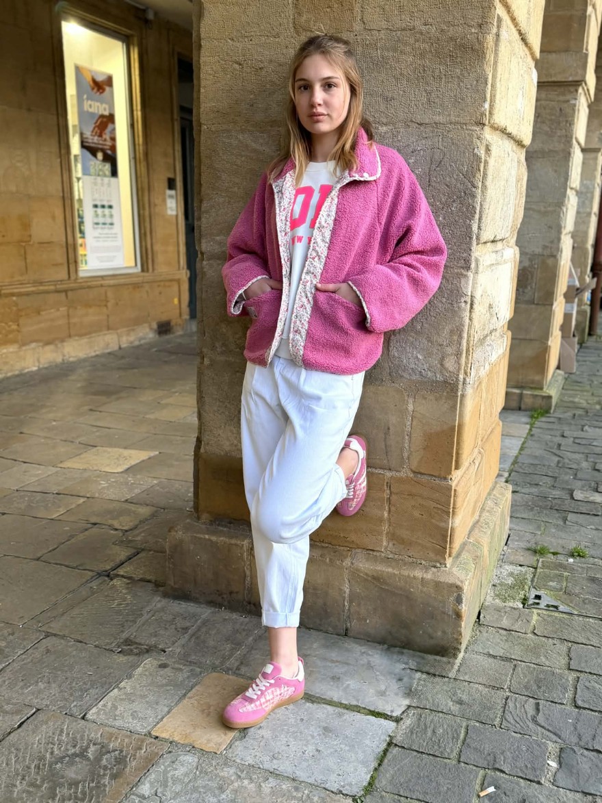 Veste réversible rose Season teddy & imprimé fleuri | Marina & Paloma