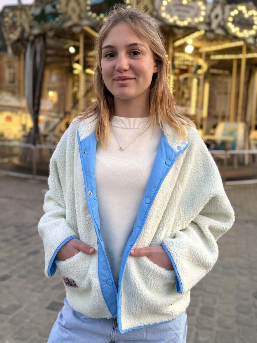 Veste réversible bleu Season teddy & coupe-vent tendance | Marina & Paloma