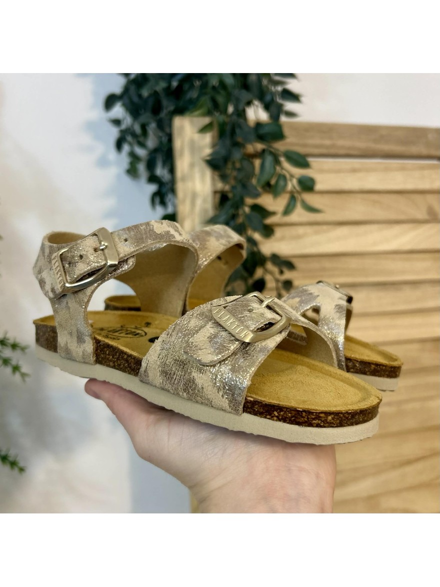 Nu-pied fille Plakton Lisa doré confort liège | Marina & Paloma