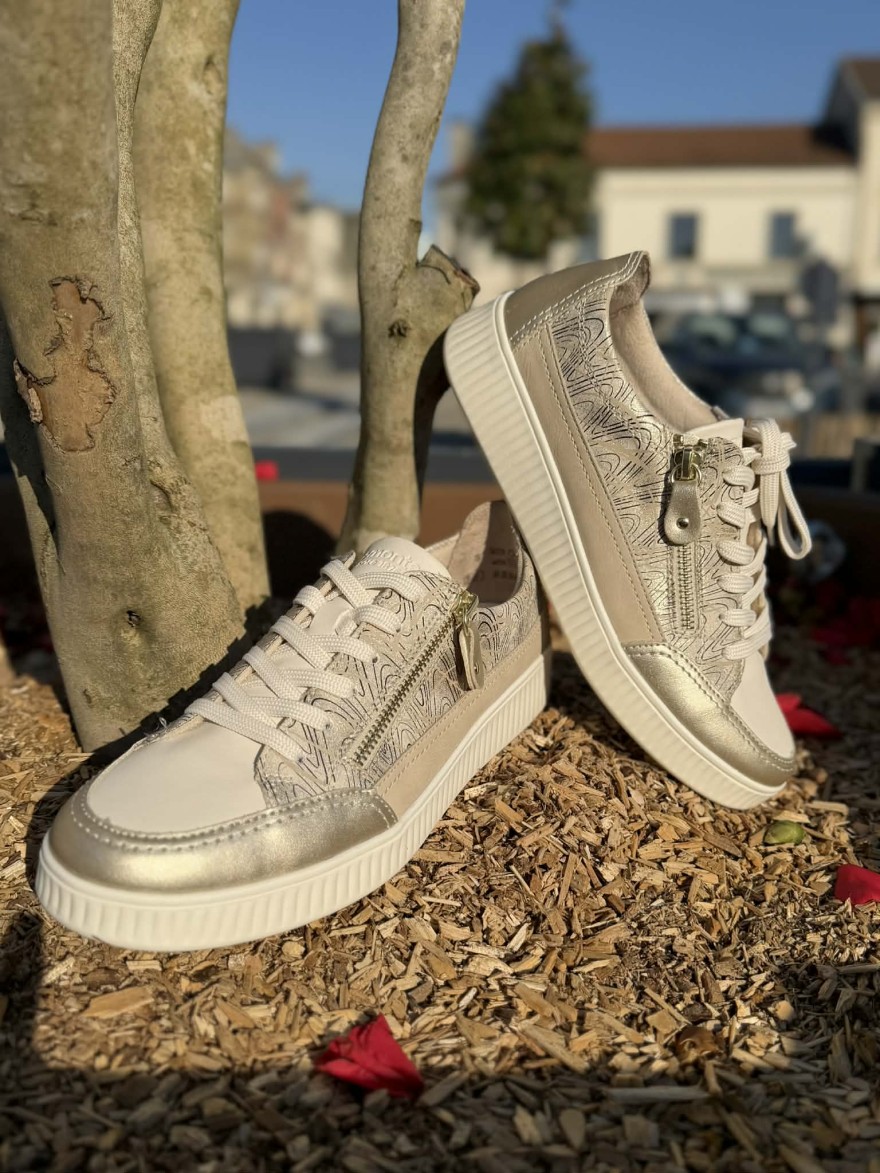 Basket Remonte D2E06-90 cuir doré champagne | Marina & Paloma