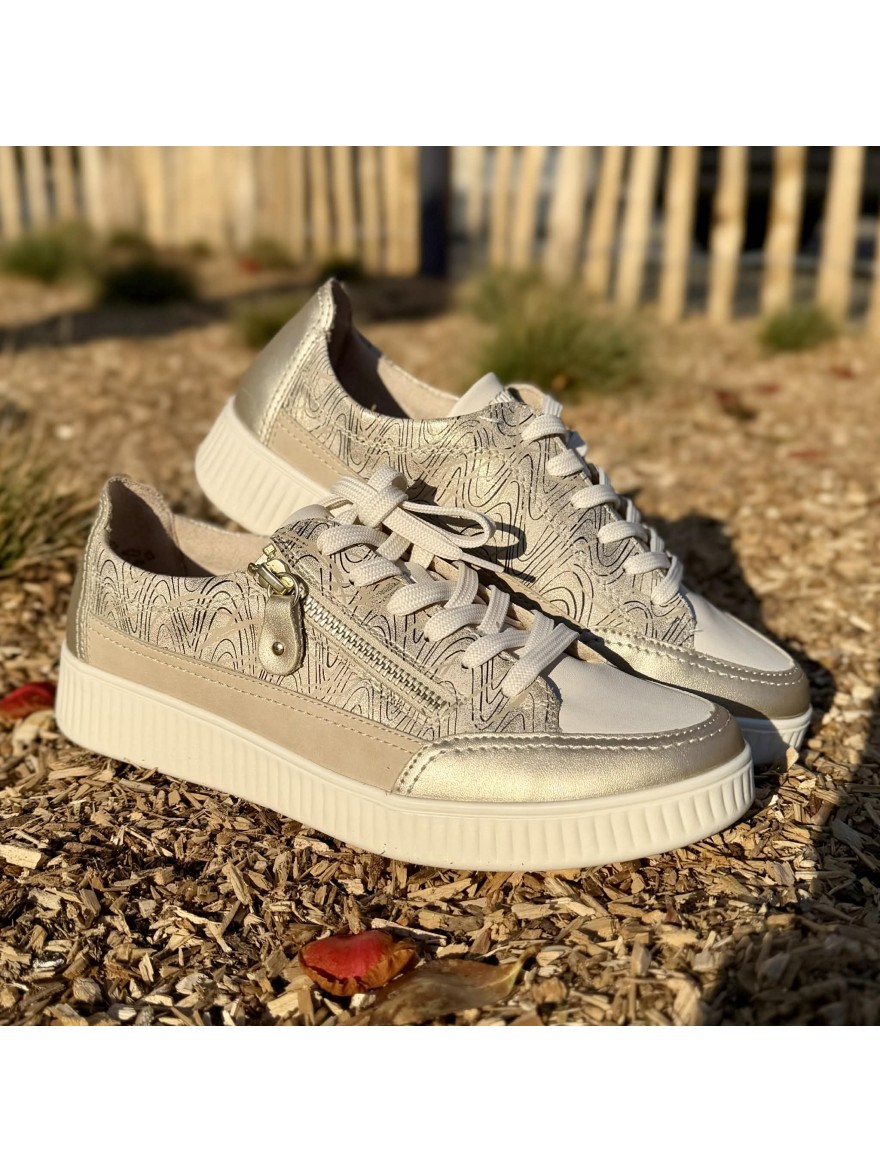 Basket Remonte D2E06-90 cuir doré champagne | Marina & Paloma