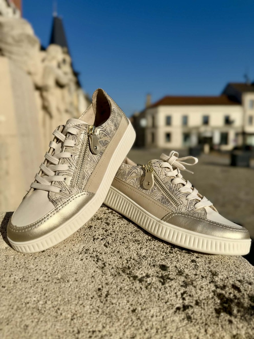 Basket Remonte D2E06-90 cuir doré champagne | Marina & Paloma