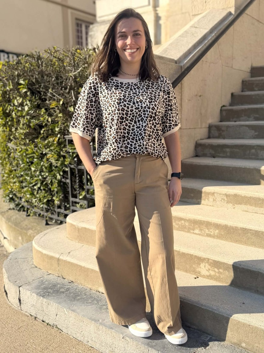 Chino palazzo camel taille haute fluide femme | Marina & Paloma