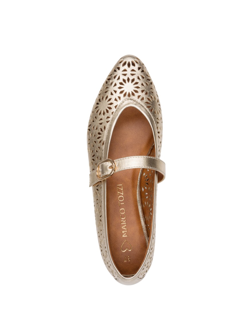 Ballerine bride Marco Tozzi 22117 doré ajourée élégante | Marina & Paloma