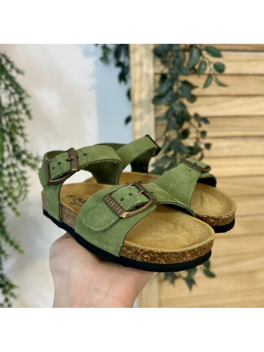 Nu-pied garçon Plakton Louis vert nubuck anatomique | Marina & Paloma