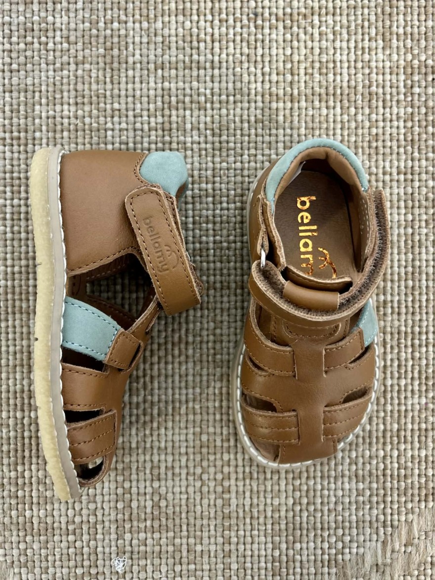 Nu-pied fermé cuir camel Bellamy Clovis maintien enfant | Marina & Paloma