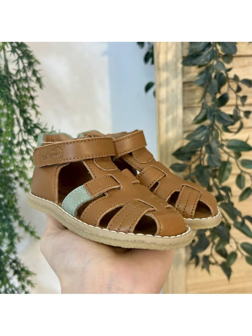 Nu-pied fermé cuir camel Bellamy Clovis maintien enfant | Marina & Paloma