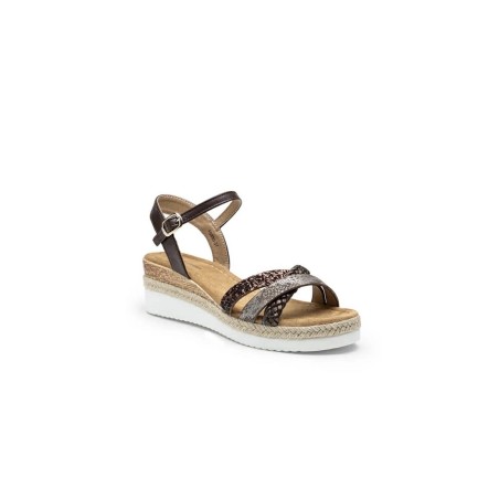 Nu-pied compensé marron Lady Glory brides croisées | Marina & Paloma