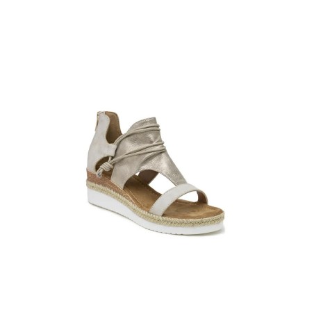 Nu-pied doré Lady Glory compensé 5,5 cm zip et lacet | Marina & Paloma