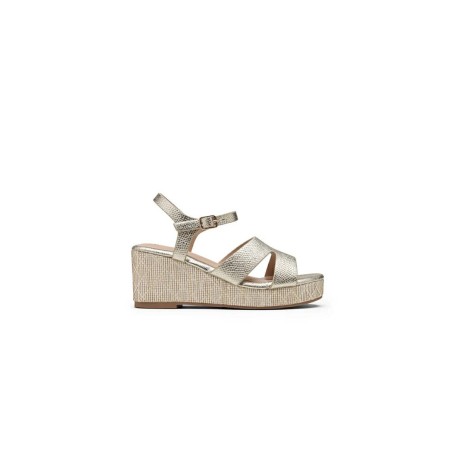 Nu-pied compensé Lady Glory doré 7 cm plateforme chic | Marina & Paloma
