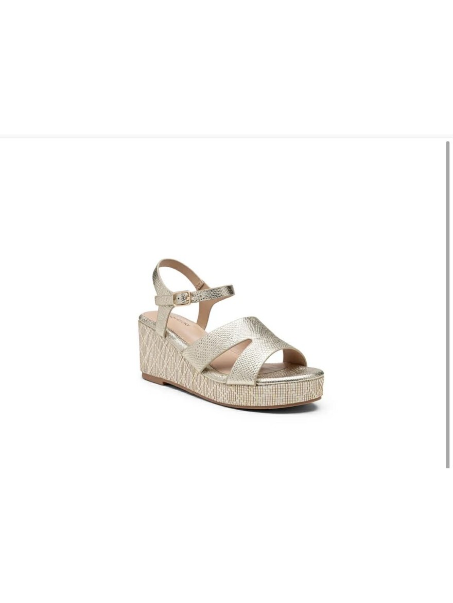 Nu-pied compensé Lady Glory doré 7 cm plateforme chic | Marina & Paloma