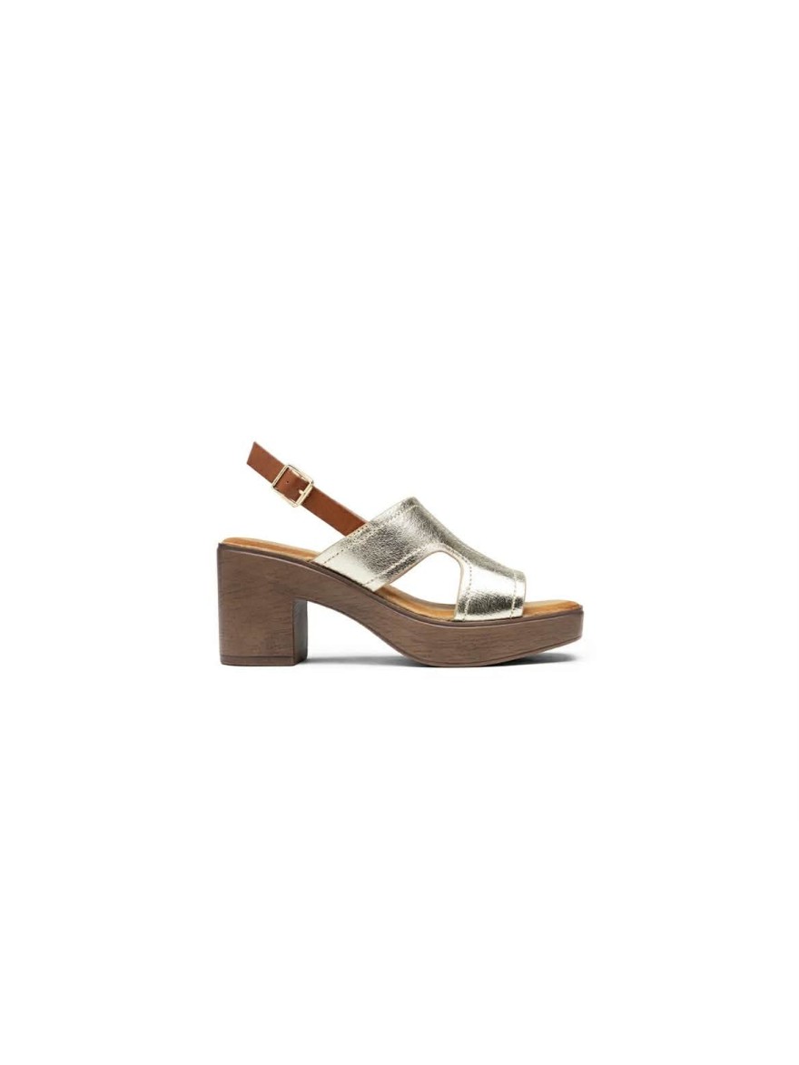 Nu-pied doré Lady Glory talon 9 cm bride camel | Marina & Paloma