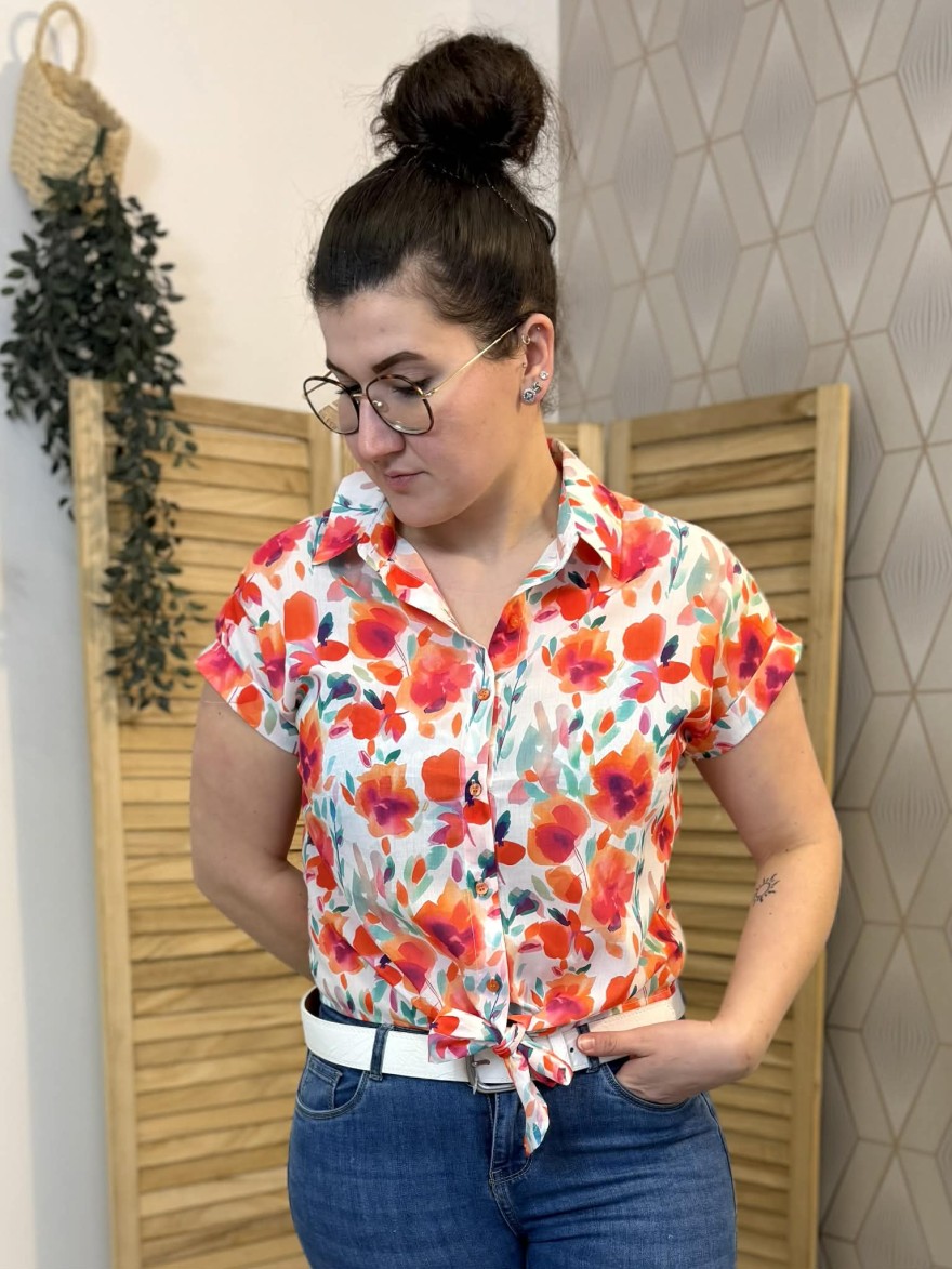 Chemisier fleuri Emma & Ella noué taille fluide été | Marina & Paloma