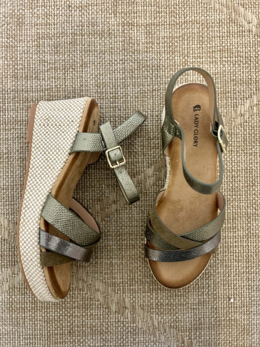 Nu-pied compensé vert femme talon 7,5 cm confort | Marina & Paloma