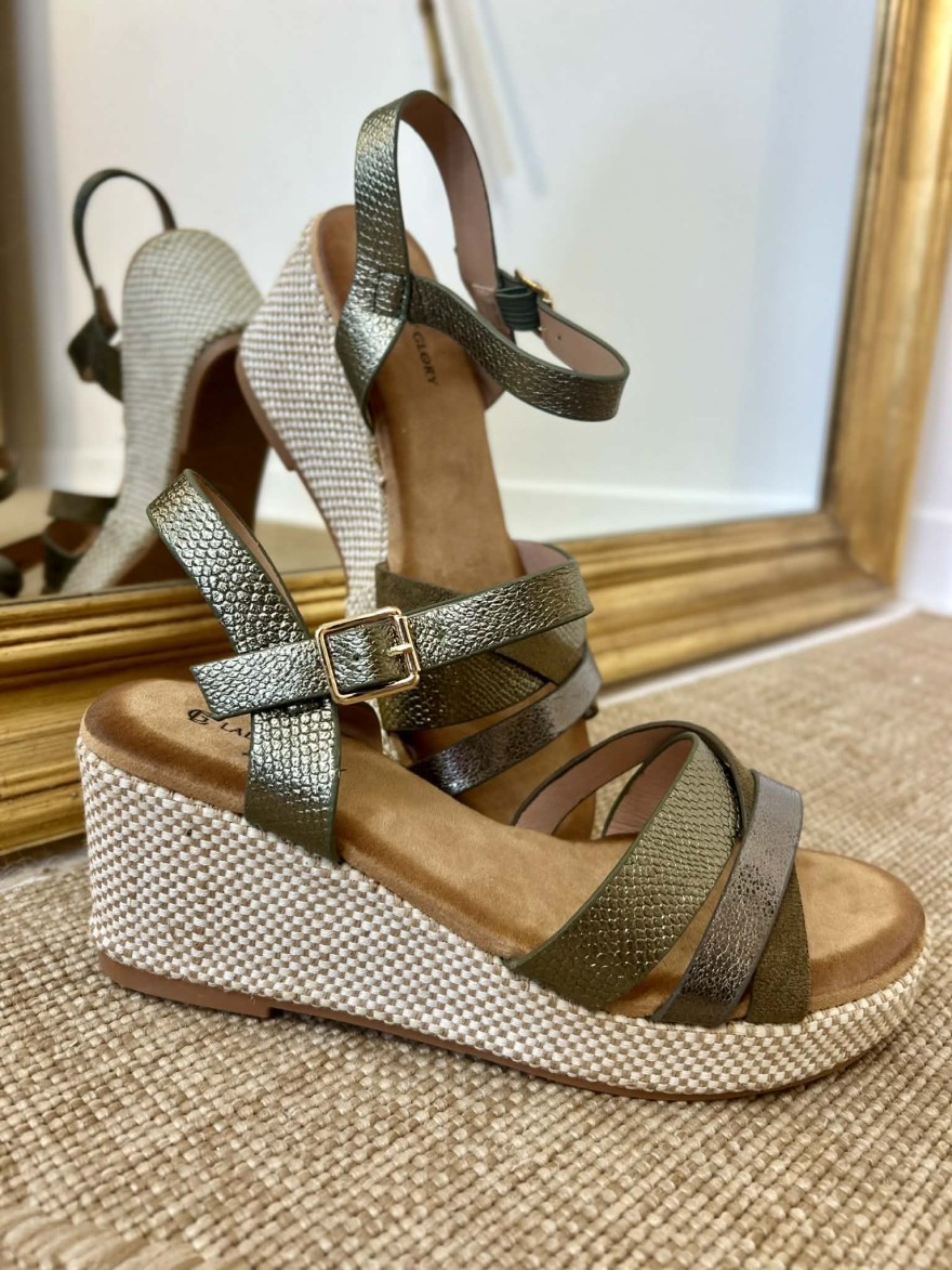 Nu-pied compensé vert femme talon 7,5 cm confort | Marina & Paloma
