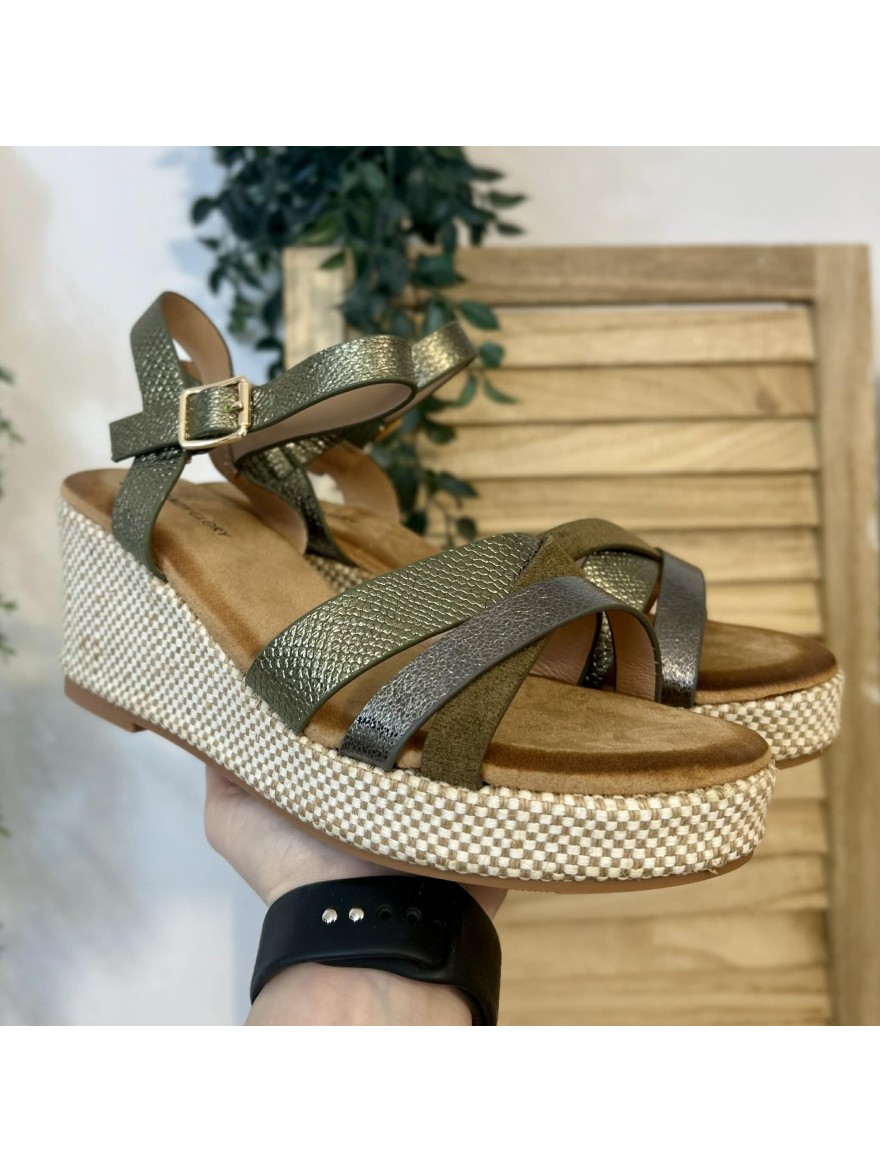 Nu-pied compensé vert femme talon 7,5 cm confort | Marina & Paloma