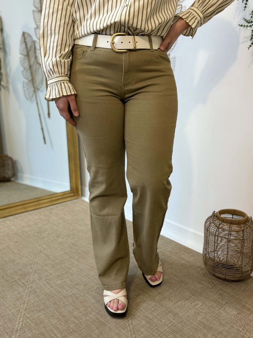 Jean flare marron taille haute Nina Carter coupe flatteuse | Marina & Paloma