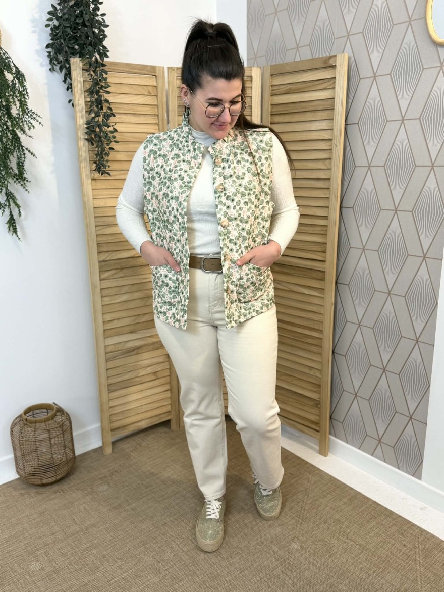 Jean straight beige Oraije Solange taille haute | Marina & Paloma