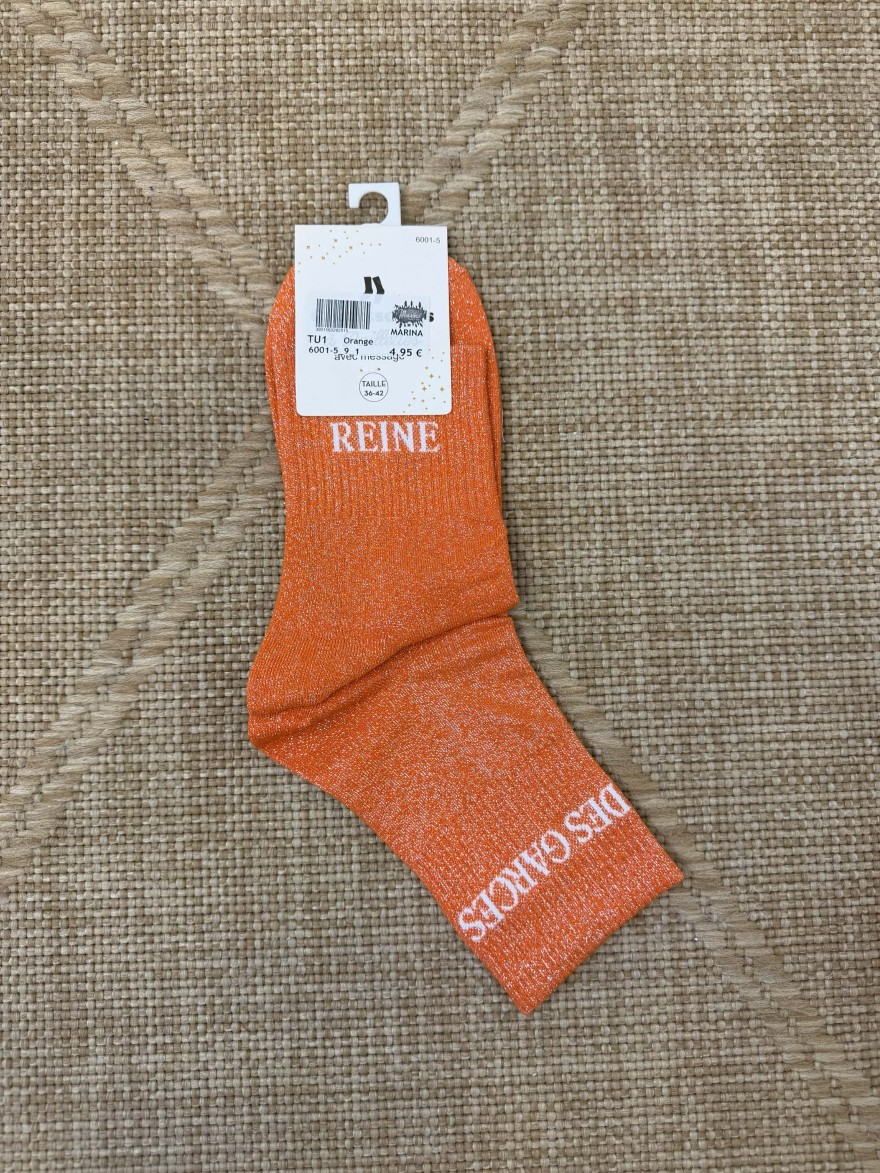 Chaussettes femme message “Reine des garces” brillantes 36-42 | Marina & Paloma