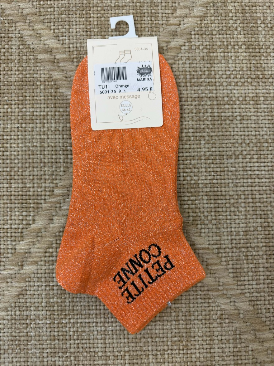 Chaussettes femme message “Petite conne” brillantes 36-42 | Marina & Paloma