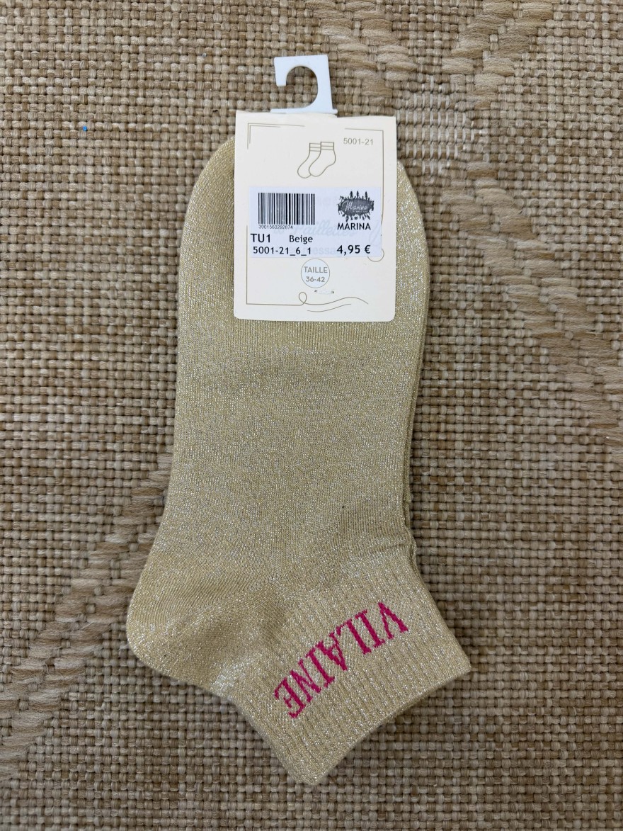 Chaussettes femme message “Vilaine” brillantes courtes 36-42 | Marina & Paloma