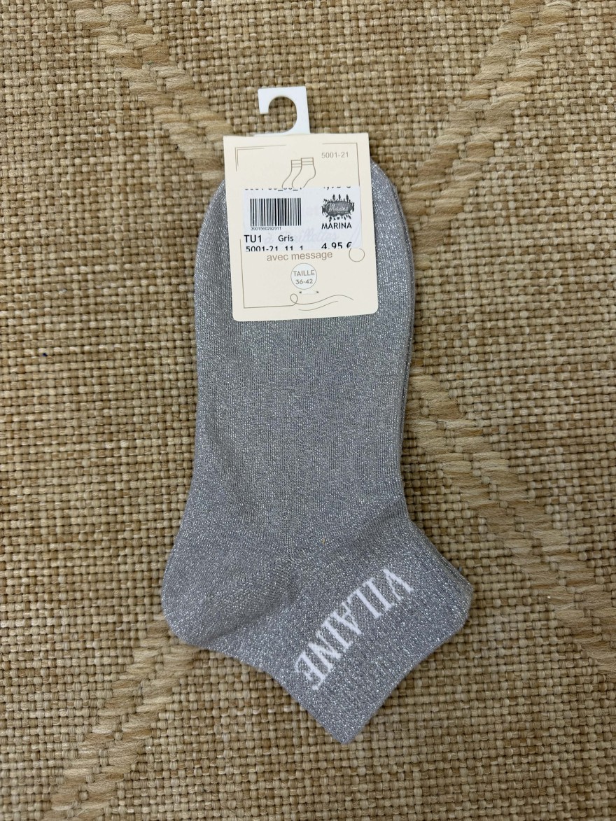 Chaussettes femme message “Vilaine” brillantes courtes 36-42 | Marina & Paloma