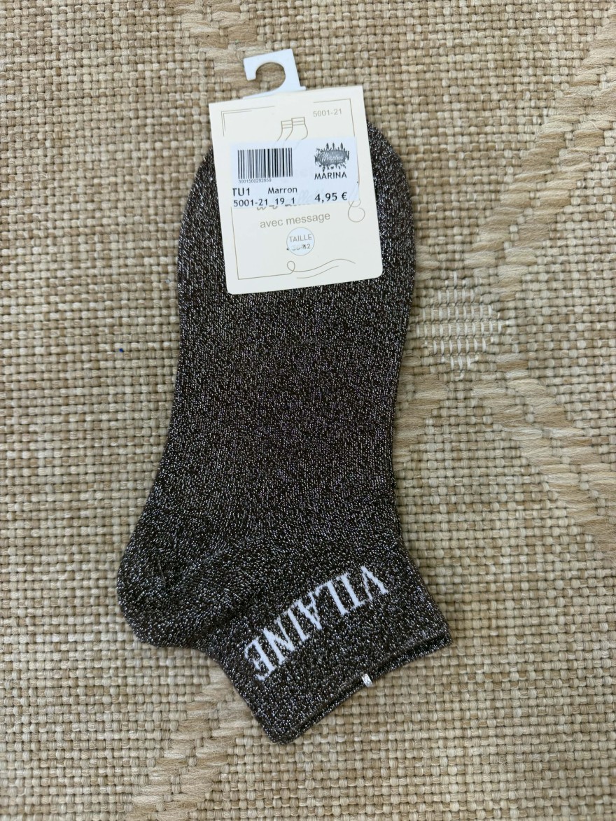 Chaussettes femme message “Vilaine” brillantes courtes 36-42 | Marina & Paloma