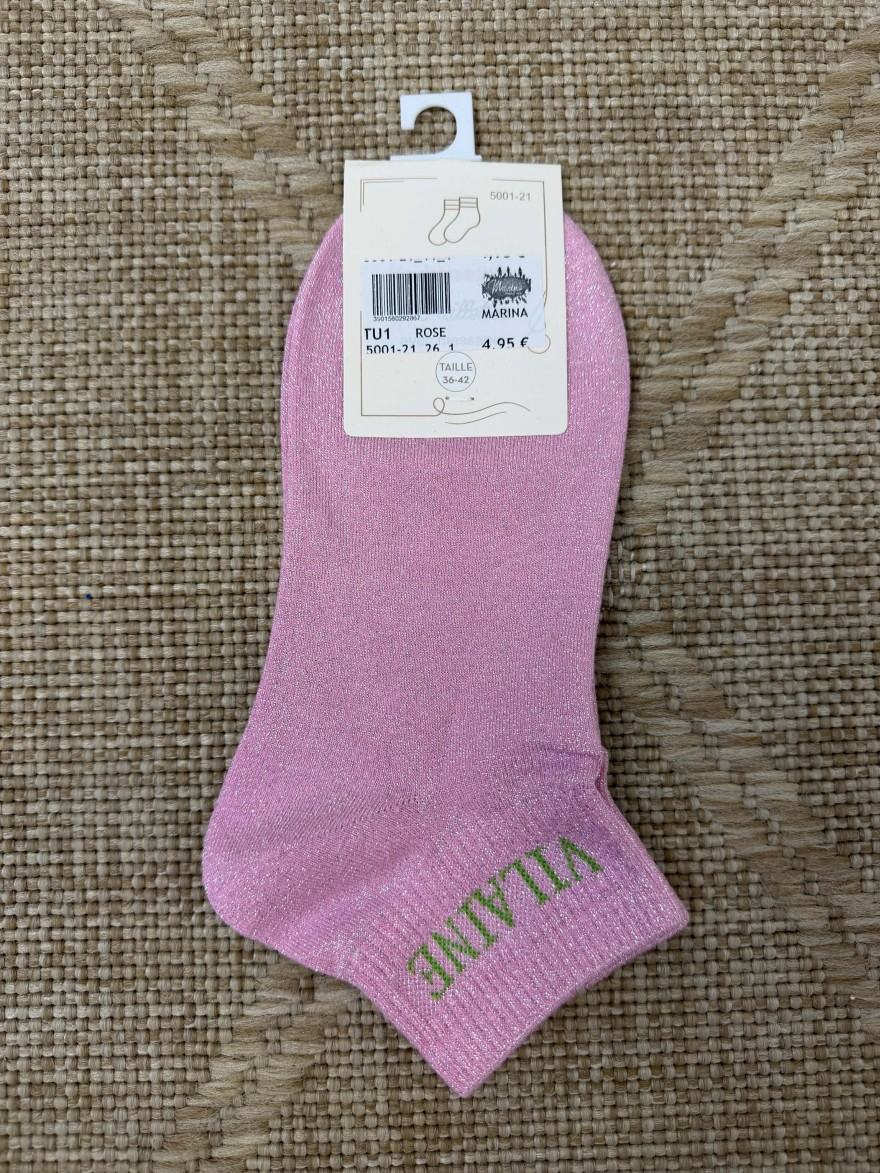 Chaussettes femme message “Vilaine” brillantes courtes 36-42 | Marina & Paloma
