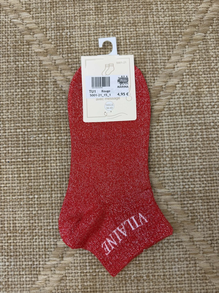 Chaussettes femme message “Vilaine” brillantes courtes 36-42 | Marina & Paloma