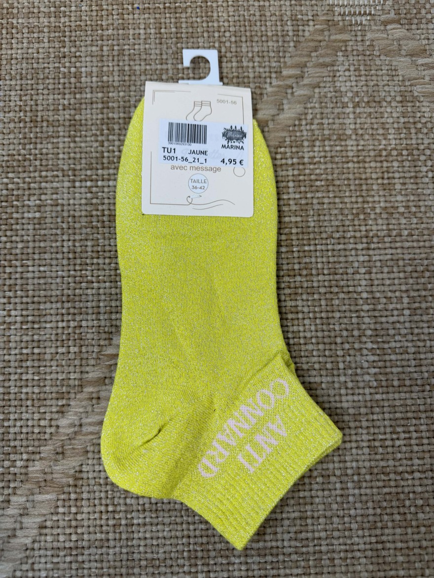 Chaussettes femme message “Anti connard” brillantes courtes 36-42 | Marina & Paloma