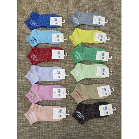 Chaussettes femme message “Anti connard” brillantes courtes 36-42 | Marina & Paloma
