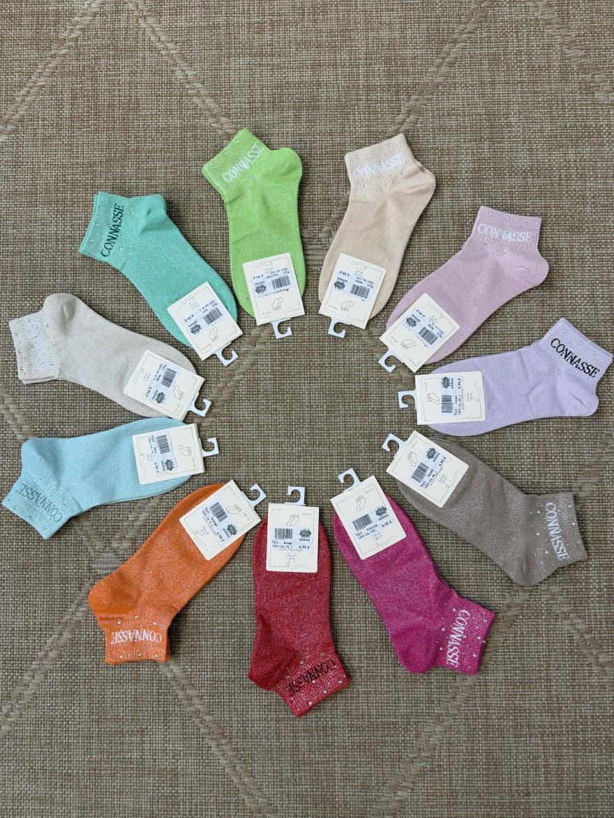 Chaussettes femme message “Connasse” pailletées courtes 36-42 | Marina & Paloma