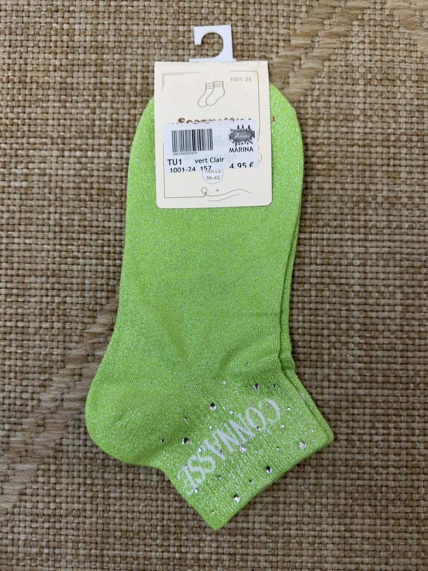 Chaussettes femme message “Connasse” pailletées courtes 36-42 | Marina & Paloma