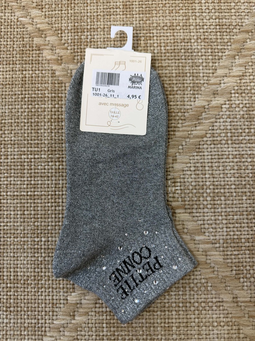 Chaussettes femme “Petite conne” pailletées fun 36-42 | Marina & Paloma