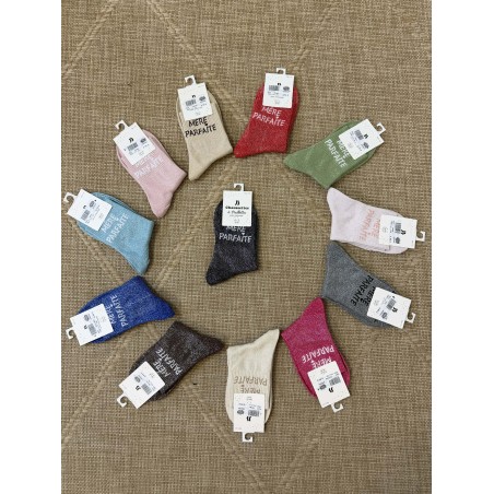 Chaussettes femme “Mère parfaite” pailletées cadeau maman 36-42