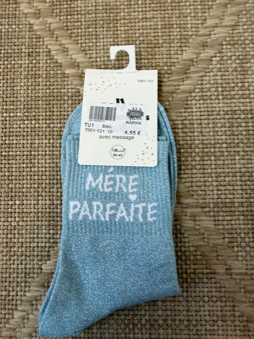 Chaussettes femme “Mère parfaite” pailletées cadeau maman 36-42