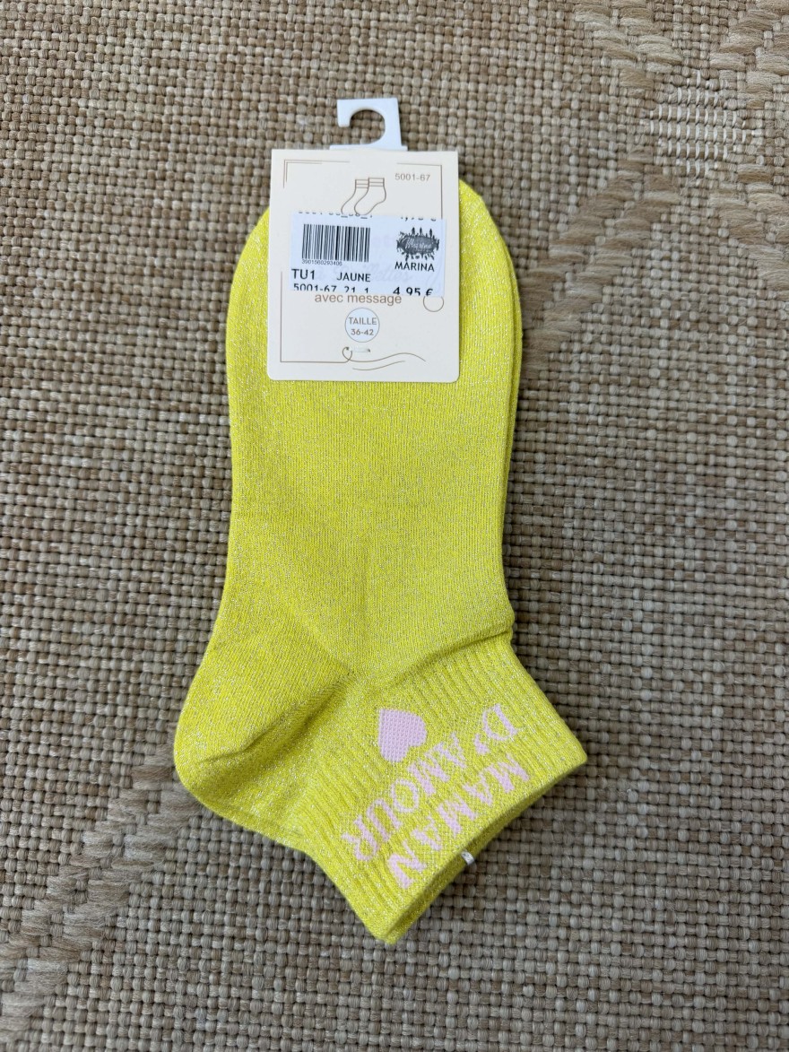 Chaussettes femme “Maman d’amour” pailletées cœur 36-42 cadeau