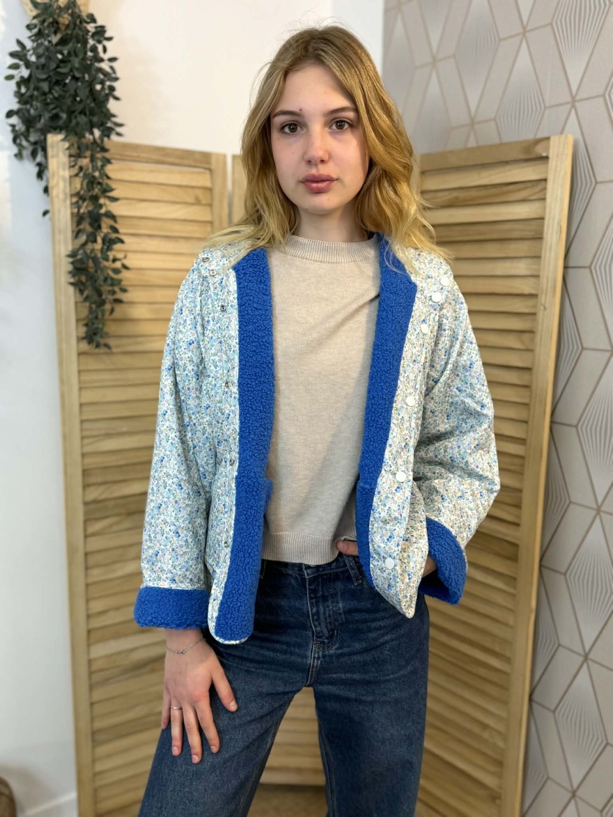 Veste Réversible Liberty Moumoute Bleu Ample Mi-saison | Marina & Paloma