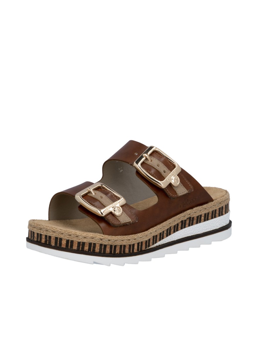 Mule Rieker V2392-24 marron double bride réglable confort | Marina & Paloma