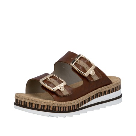 Mule Rieker V2392-24 marron double bride réglable confort | Marina & Paloma