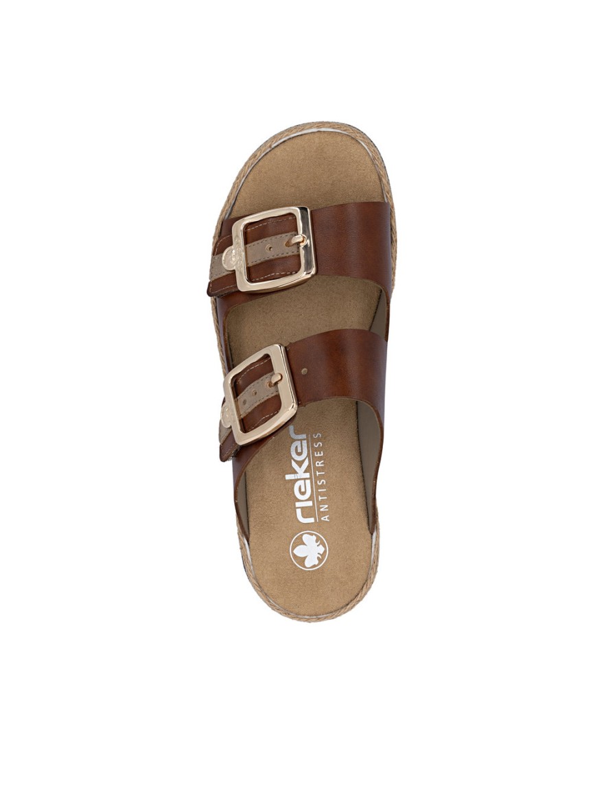 Mule Rieker V2392-24 marron double bride réglable confort | Marina & Paloma