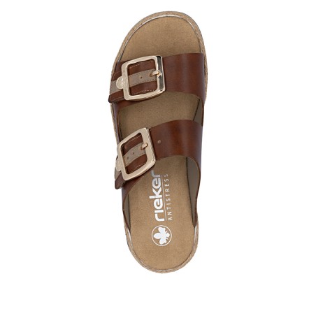 Mule Rieker V2392-24 marron double bride réglable confort | Marina & Paloma
