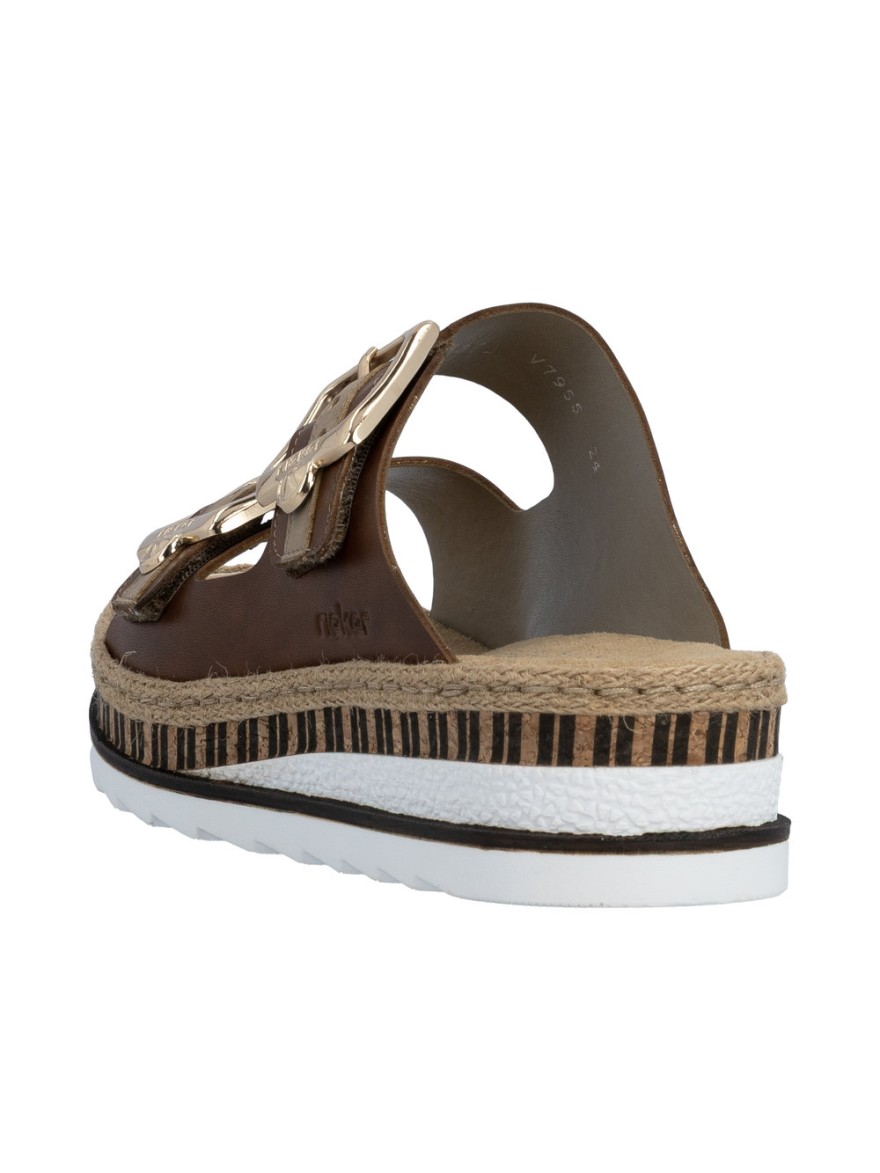 Mule Rieker V2392-24 marron double bride réglable confort | Marina & Paloma