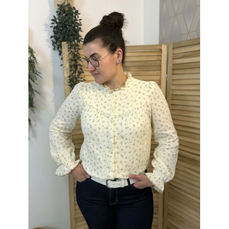 Chemise Emma et Ella coton col volanté féminin | Marina & Paloma