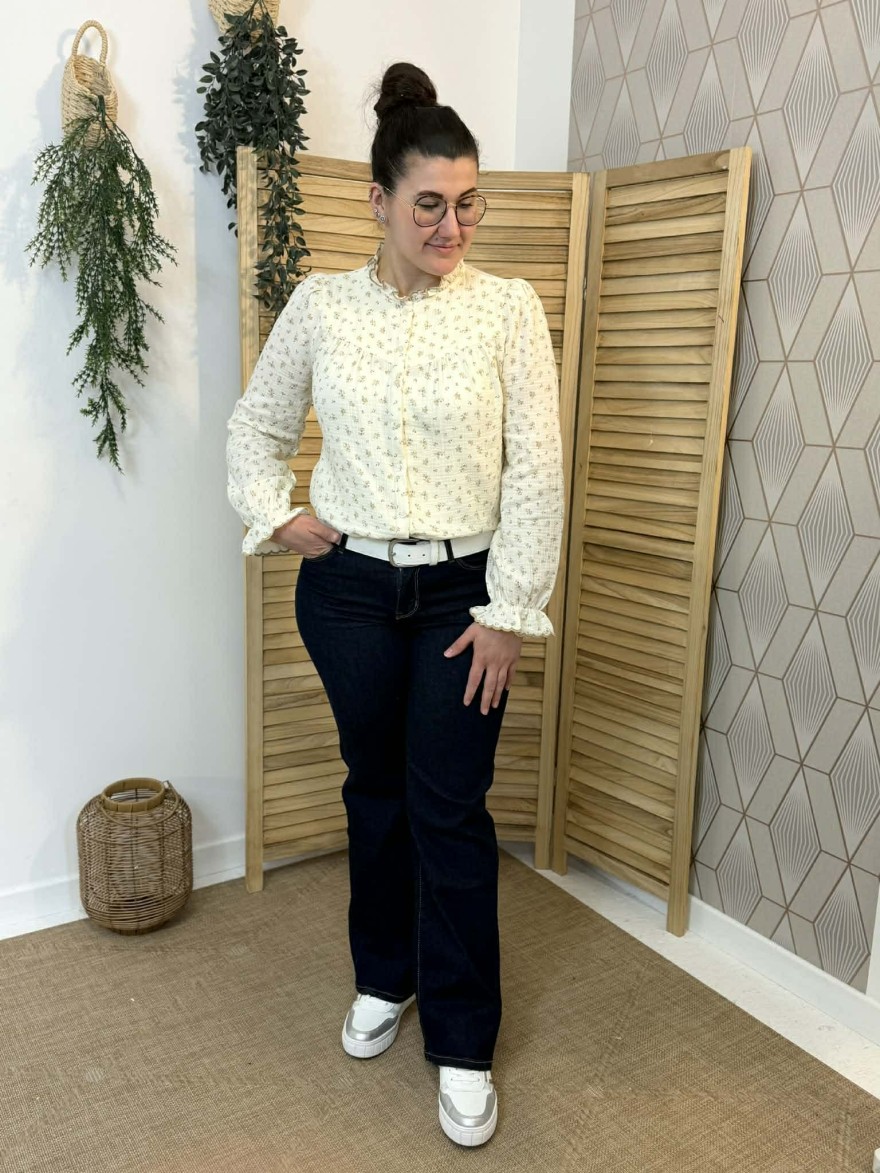 Chemise Emma et Ella coton col volanté féminin | Marina & Paloma