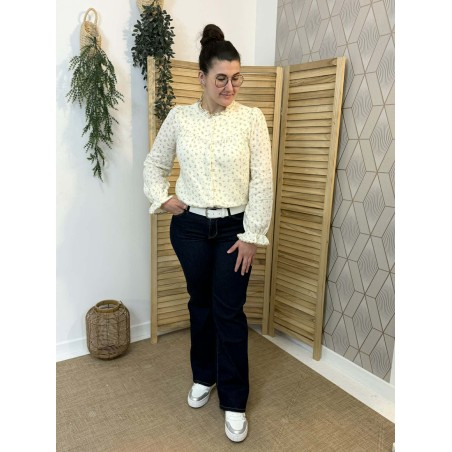 Chemise Emma et Ella coton col volanté féminin | Marina & Paloma