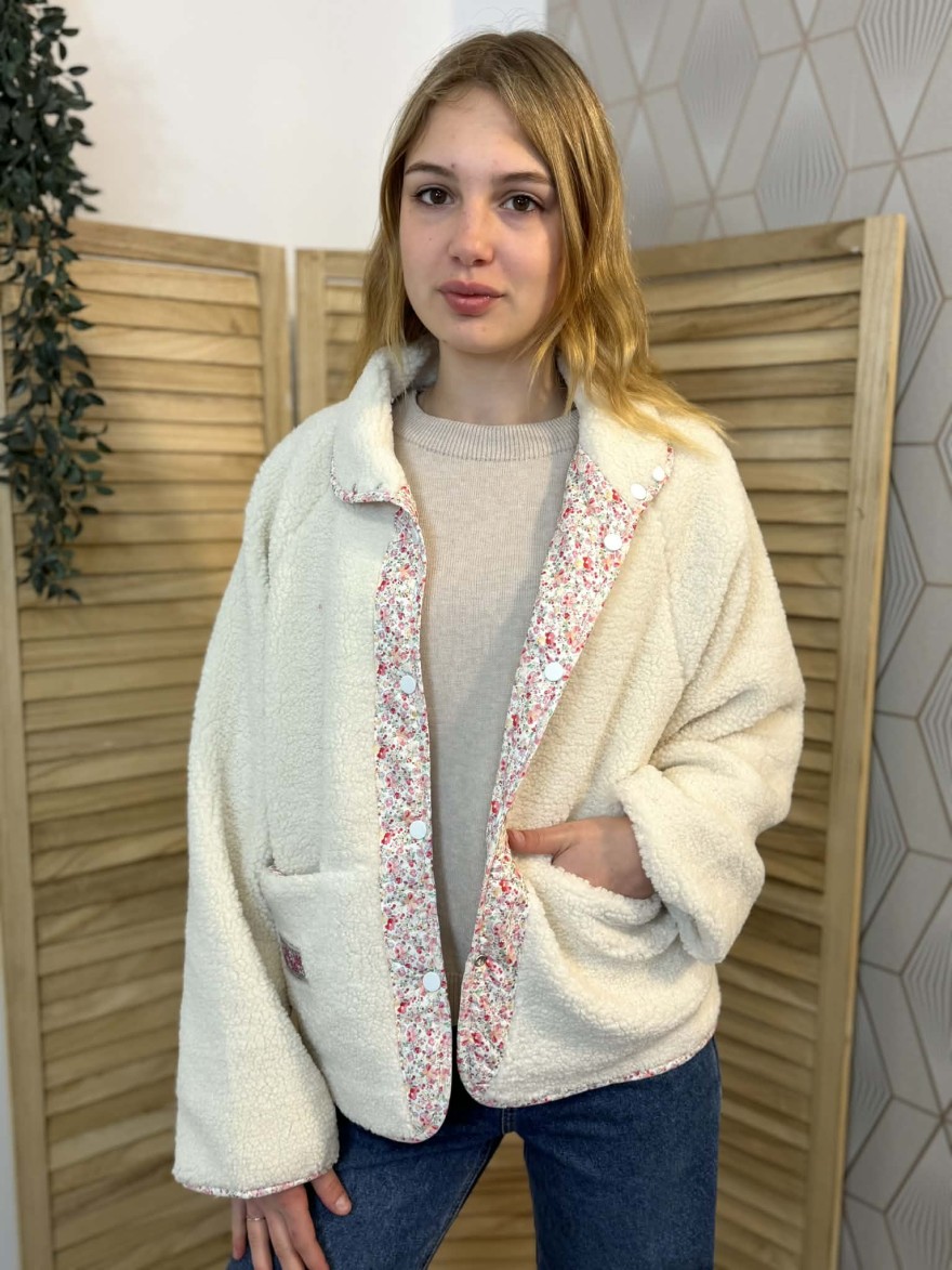Veste Réversible Libertie Moumoute Blanche Ample | Marina & Paloma