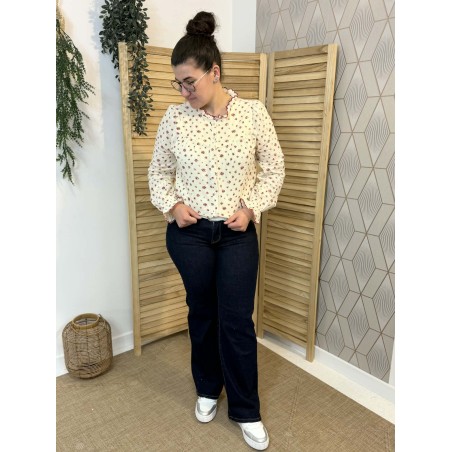 Chemise Emma et Ella coton fleuri col volanté femme | Marina & Paloma